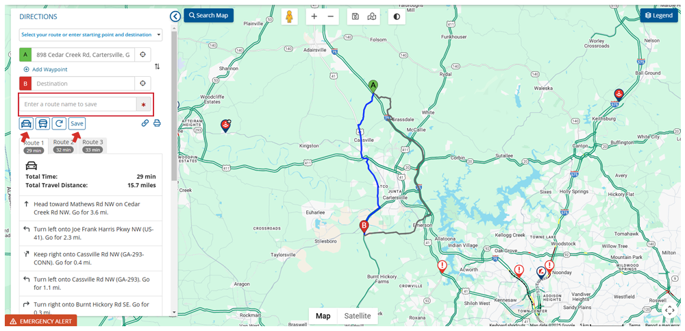 Creating and saving Route