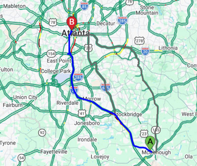 From South via I-75