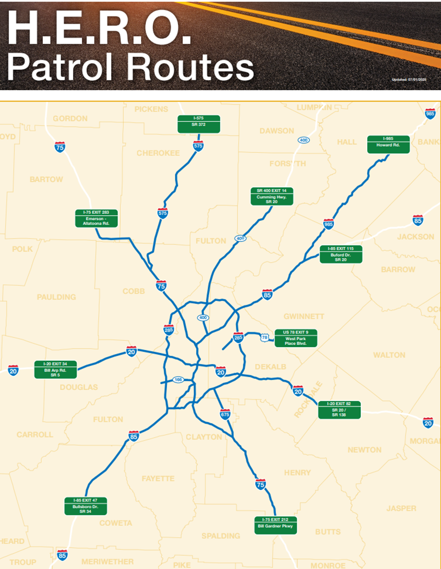 HERO Patrol Routes in Metro Atlanta